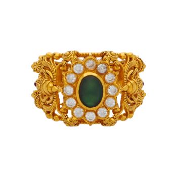 Luxury Gold Rings Adorned with Emerald & Sparkling CZ Stones