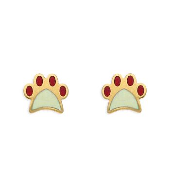 Gold Paw Prints Earrings For Kids