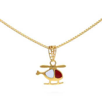 Gold Helicopter-Shaped Enamel Pendant For Kids