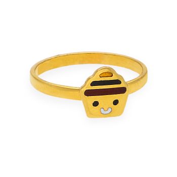 Creamy cupcake Gold Ring For Kids