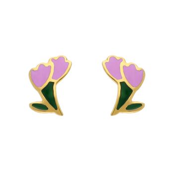 Gold Flower Bouquet-Shaped Enamel Earrings