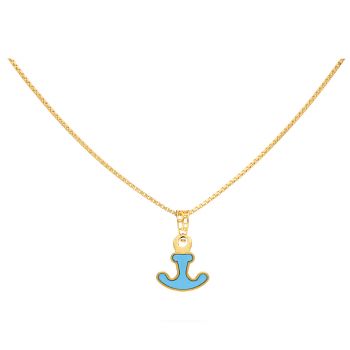 Gold Anchor-Shaped Enamel Pendant For Kids