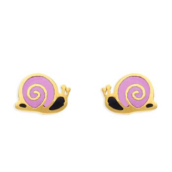 Gold Snail-Shaped Enamel Earrings For Kids