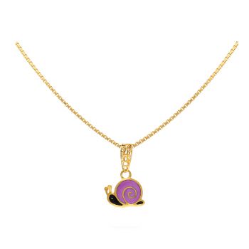 Gold Snail-Shaped Enamel Pendant For Kids