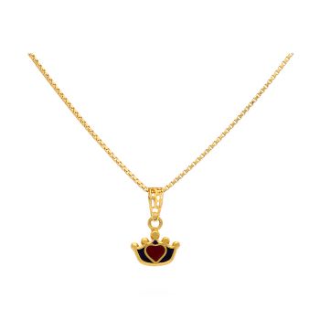 Gold Crown-Shaped Enamel Pendant For Kids