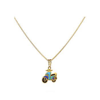 Gold Scooter-Shaped Enamel Pendant For Kids