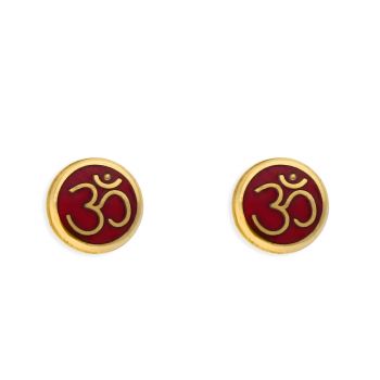 Gold OM Enamel Earrings For Kids