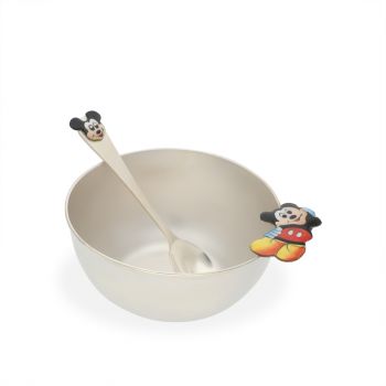 Silver Mickey Mouse Bowl And Spoon For Kids