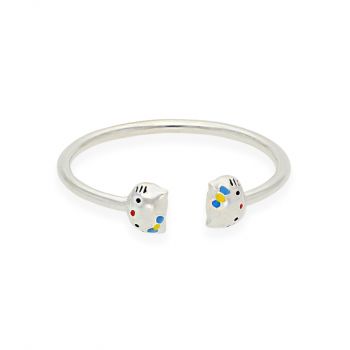 Silver Hello Kitty Enamel Kadas For Kids