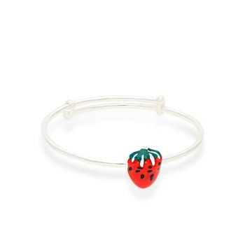 Silver Strawberry Enamel Kadas For Kids