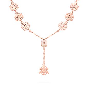 Snowflake Silver Necklace With Rhodium Polished For Women 