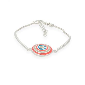 Silver Captian America Shield Enamel Bracelet For Kids 