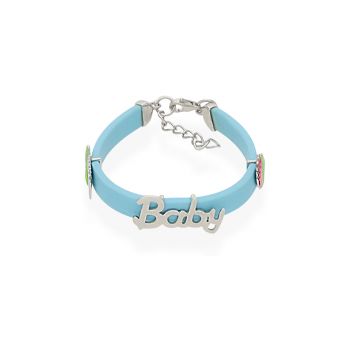 Silver Enamel foot print Kids Bracelet