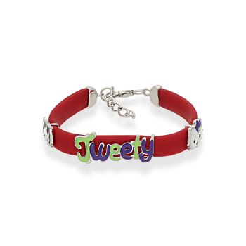 Silver Tweety Enamel Kids Bracelet