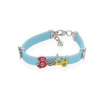 Silver blue Enamel Kids Bracelet