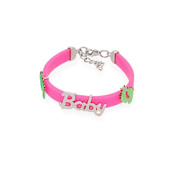 Silver Enamel pink Kids Bracelet