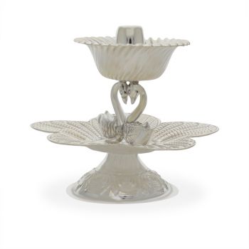  Silver Diya With Swan Design