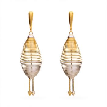 Gold with Rhodium polished Earrings 