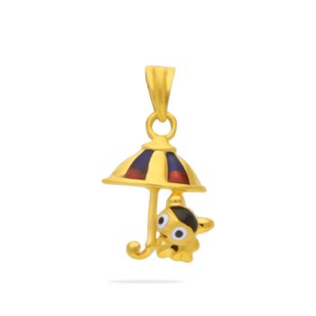 Gold Umbrella-Shaped Enamel  Pendant For Kids