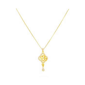 Gold Floral Pendant With Stones