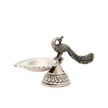  Antique Silver Peacock Idol