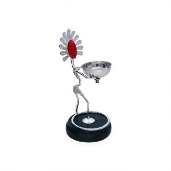 Groovy Silver Diya with woden Base