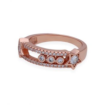 Rose Gold Polish Silver Stone Ring