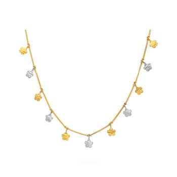 Floral Necklace With Gold & Silver Shade 