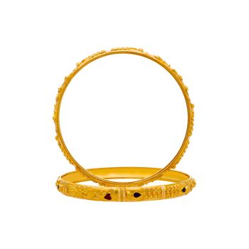 Elegant 22K Gold Bangle with Radiant Crystal Embellishments