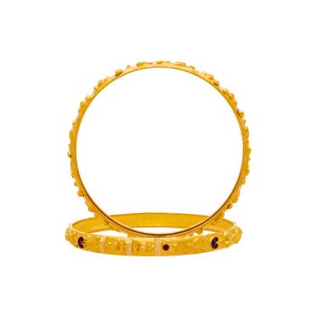 Opulent 22K Gold Bangles with Exquisite Gemstone Embellishments