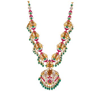 22kt Gold Haaram with Ruby and Emerald