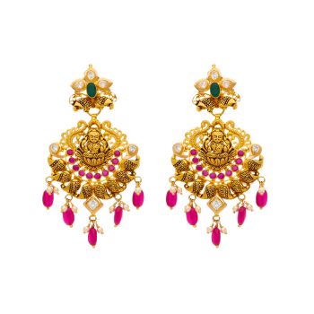 Splendid Lakshmi Design Jhumka Gold Earrings