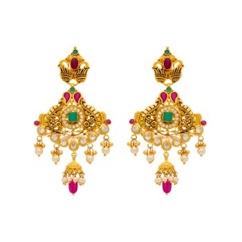 Whimsy Sleek Floral Gold Jhumkas