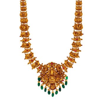 Gold Antique Haram with Ruby and Emerald Flourish