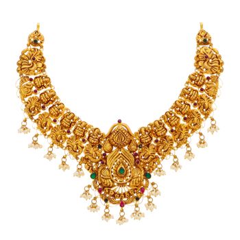 Gold Antique Necklace Featuring Ruby and Emerald Radiance