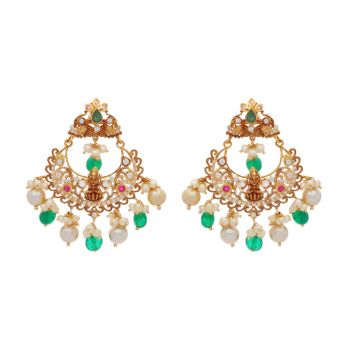 Gold Lakshmi Chandbali Earrings 