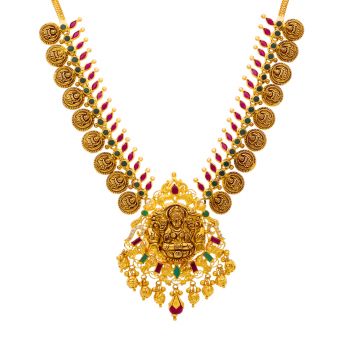 Gleaming Traditional Lakshmi Kasu Necklace