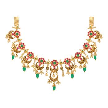 Majestic Chand Bali Gold Necklace