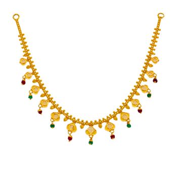 Enchanting Yellow Gold Necklace with Emerald and Rubies