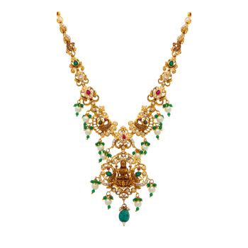 22kt Gold Stone Necklace for Radiant Beauty