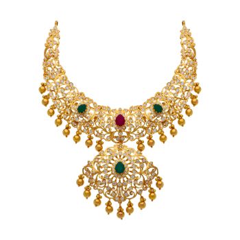 22kt Gold Stone Necklace for Timeless Glamour