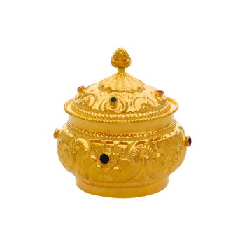 Gold Kumkum Box Precious stone