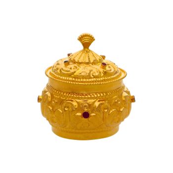 Gold Kumkum box with Rubies