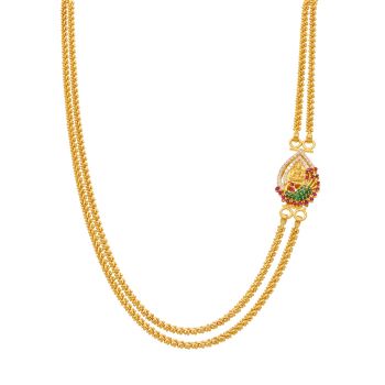 Long Thali Chain With Lakshmi and Peacock Pendant