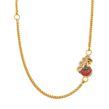 Long Thali Chain With Peacock Stone Pendant