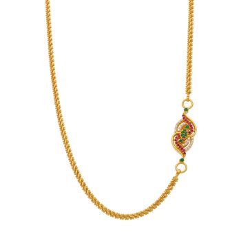 Long Thali Chain With Ruby and Emerald Stone 