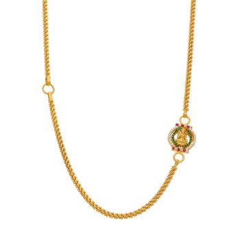 Long Thali Chain With Ruby and Emerald Lakshmi Pendant