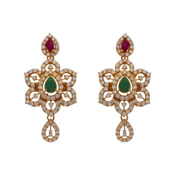 Luxurious Sparkle: Exquisite 22kt Gold Stone Earrings