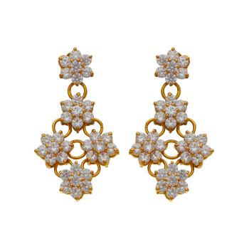 Radiant Elegance: 22kt Gold Stone Earrings