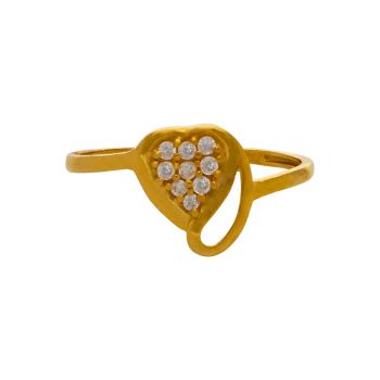 Golden Affection: Simple Heart stone Finger Ring